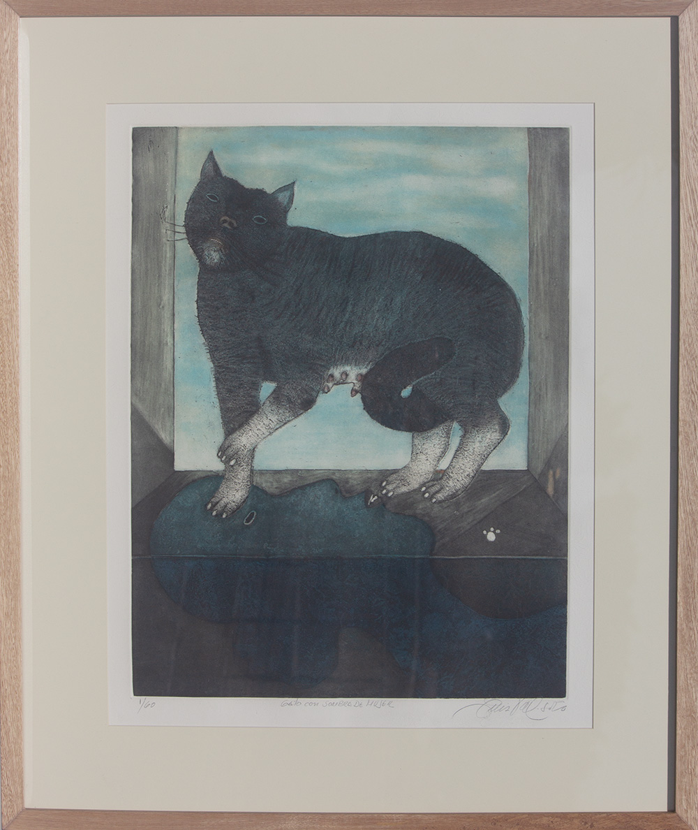 プライベートコレクション-Luis Valsoto-女性の影を持つ猫-Jimenez Velado