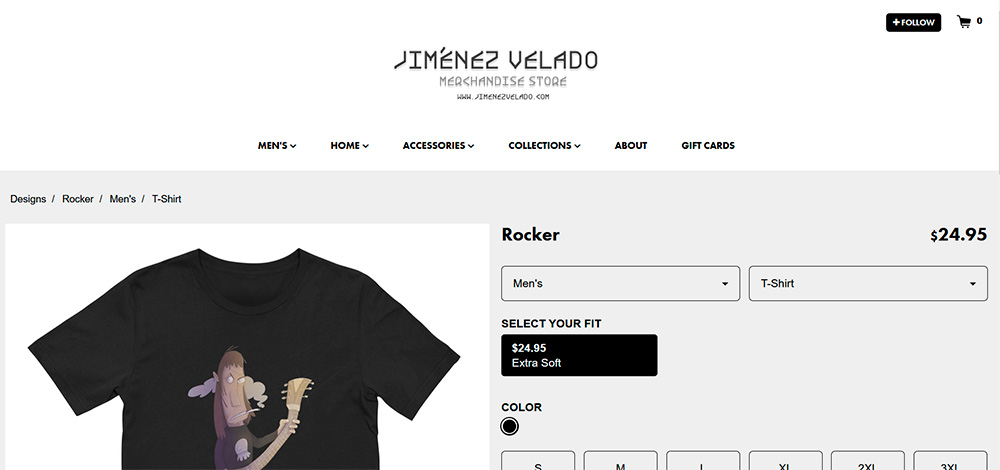 Captura de pantalla tienda Threadless - Jimenez Velado